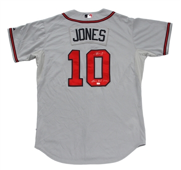 2012 Chipper Jones Game Used & Signed Atlanta Braves Road Jersey From 10/2/12 – Final Road Series From Final Season (MLB Authenticated & JSA)